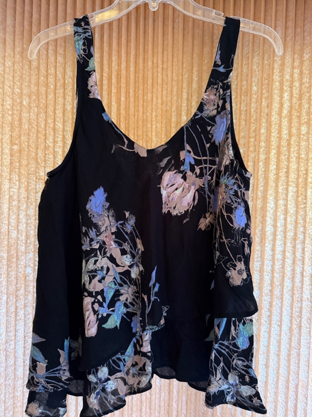 Free People Intimately Black Floral Layered Sleeveless Top